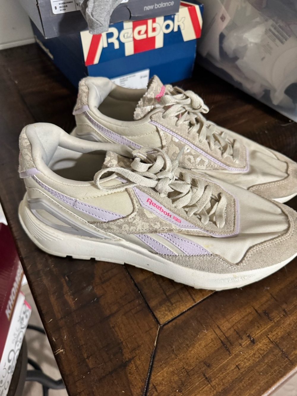 Reebok Women Beige & Lavender Low-Profile Sneakers